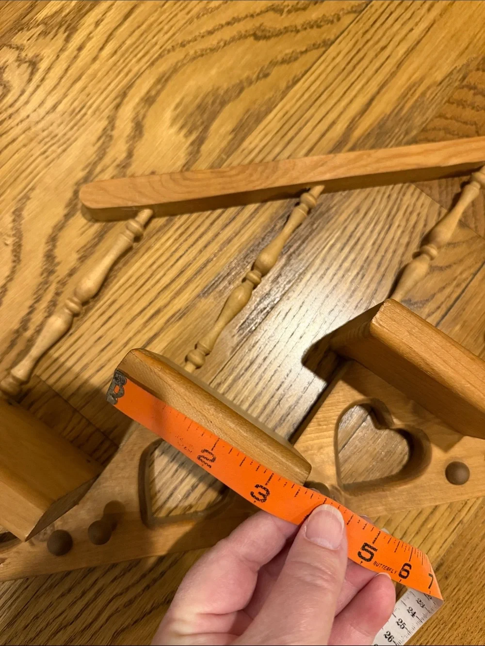 Vintage Wooden Stair Step Wall Shelf with Hearts  1980’s.